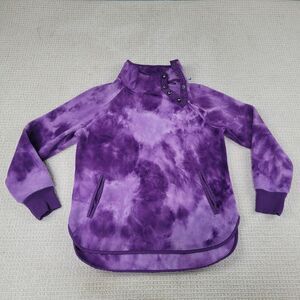 Green Tea Sweater Womens Small‎ Purple Tie-Dye Casual Pullover Fleece Polyester